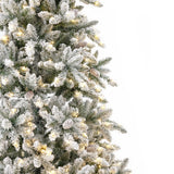 10’ Flocked Livingston Fir Artificial Christmas Tree with Pine Cones, 750 Clear Warm LED Lights and 2424 Bendable Branches from Nearly Natural