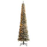 10’ Flocked Pencil Artificial Christmas Tree with 700 Clear Lights and 1145 Bendable Branches from Nearly Natural