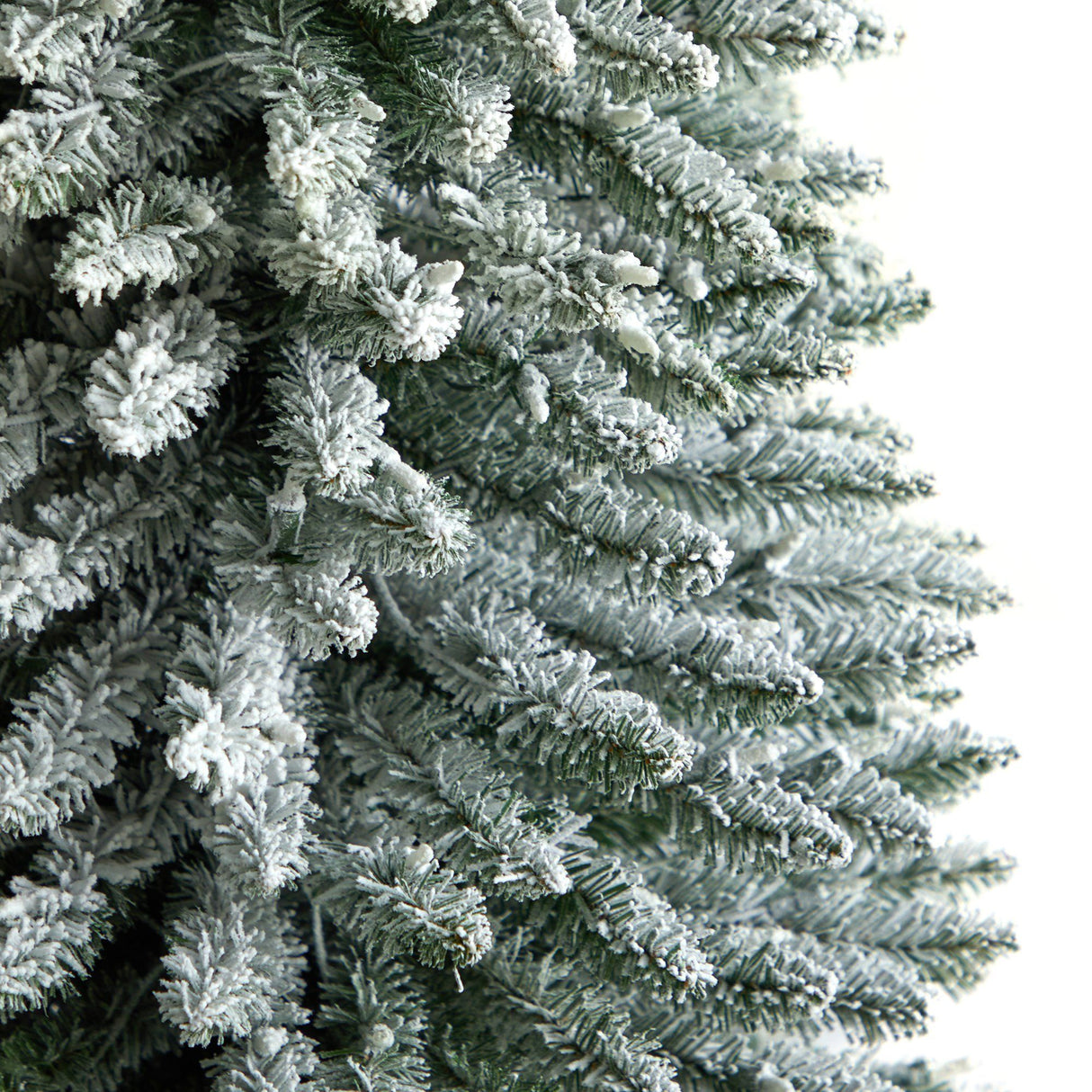 10’ Flocked Pencil Artificial Christmas Tree with 700 Clear Lights and 1145 Bendable Branches from Nearly Natural