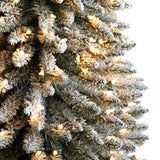 10’ Flocked Pencil Artificial Christmas Tree with 700 Clear Lights and 1145 Bendable Branches from Nearly Natural