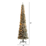10’ Flocked Pencil Artificial Christmas Tree with 700 Clear Lights and 1145 Bendable Branches from Nearly Natural