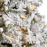 10' Flocked White River Mountain Pine Christmas Tree with Pinecones and 800 Clear LED Lights from Nearly Natural