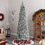 10’ Slim Flocked Montreal Fir Artificial Christmas Tree from Nearly Natural