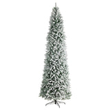 10’ Slim Flocked Montreal Fir Artificial Christmas Tree from Nearly Natural
