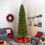 10’ Slim Green Mountain Pine Artificial Christmas Tree with 800 Clear LED Lights from Nearly Natural