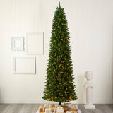 10’ Slim Green Mountain Pine Artificial Christmas Tree with 800 Clear LED Lights from Nearly Natural