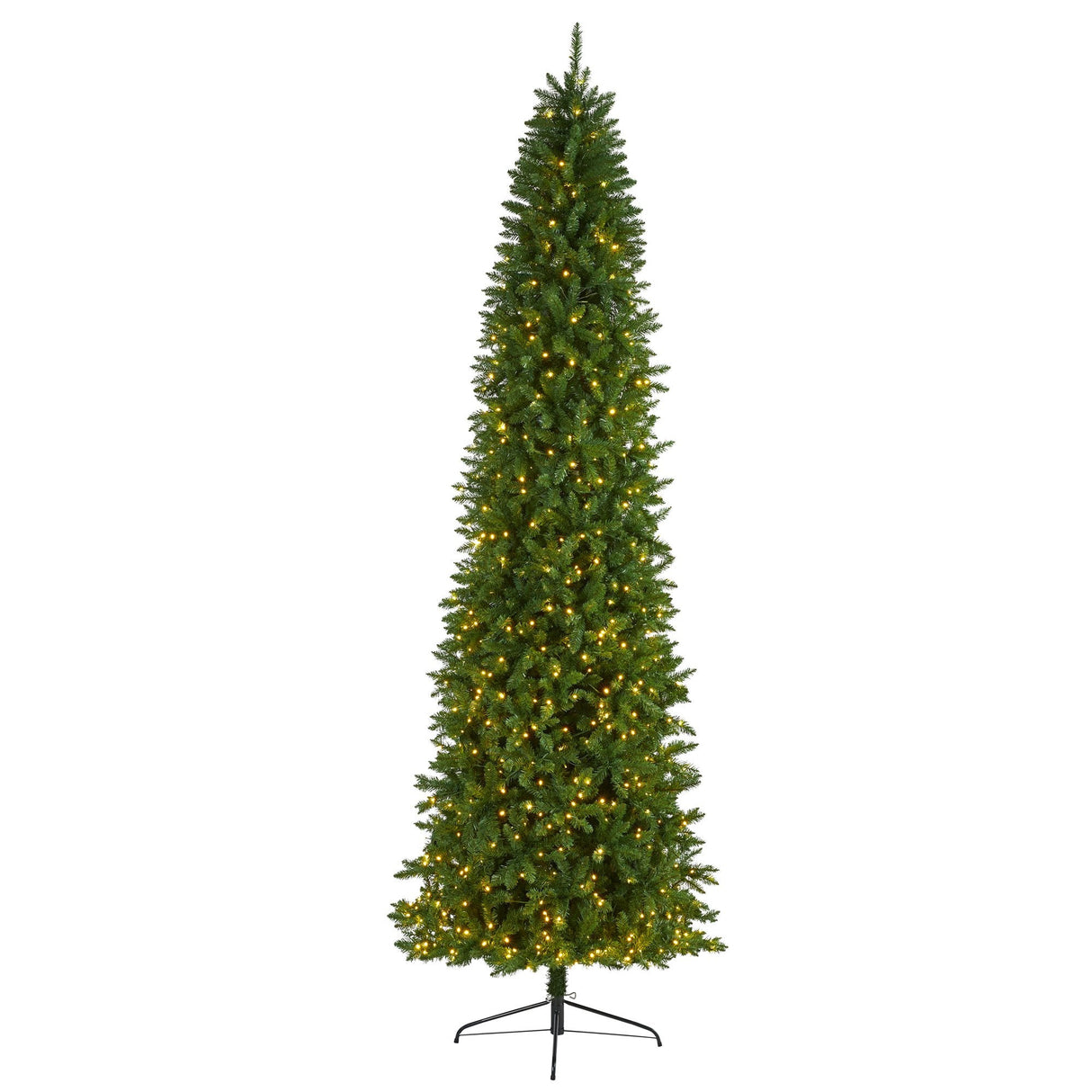 10’ Slim Green Mountain Pine Artificial Christmas Tree with 800 Clear LED Lights from Nearly Natural