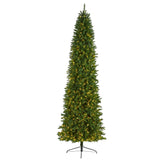 10’ Slim Green Mountain Pine Artificial Christmas Tree with 800 Clear LED Lights from Nearly Natural