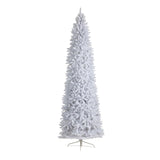 10’ Slim White Artificial Christmas Tree with 800 Warm White LED Lights and 2420 Bendable Branches from Nearly Natural