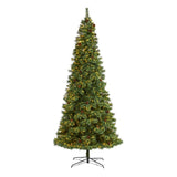 10’ White Mountain Pine Artificial Christmas Tree with 850 Clear LED Lights and Pine Cones from Nearly Natural