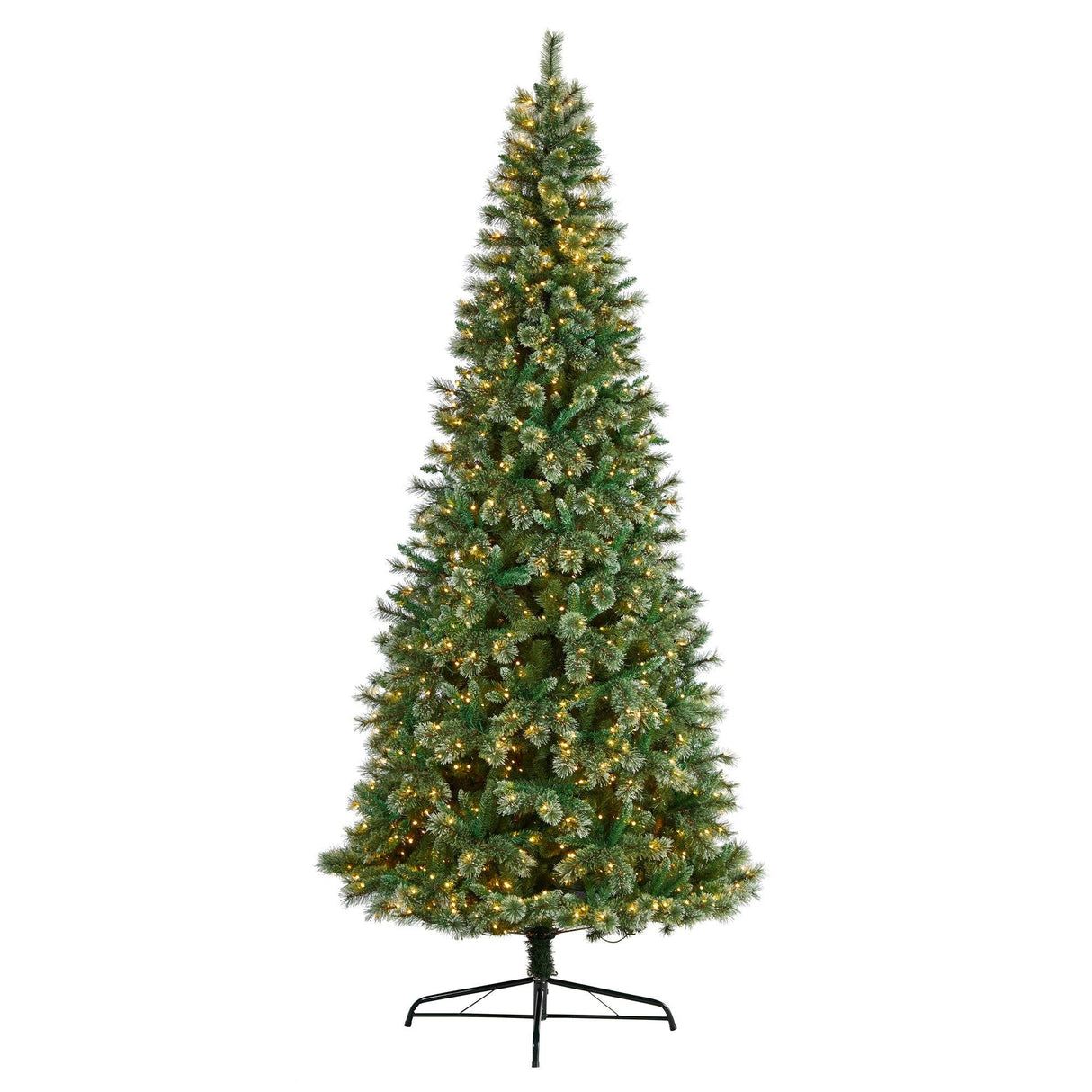 10’ Wisconsin Slim Snow Tip Pine Artificial Christmas Tree with 1050 Clear LED Lights from Nearly Natural
