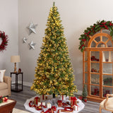 10’ Wisconsin Slim Snow Tip Pine Artificial Christmas Tree with 1050 Clear LED Lights from Nearly Natural