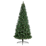 10’ Wisconsin Slim Snow Tip Pine Artificial Christmas Tree with 1652 Bendable Branches from Nearly Natural
