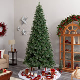 10’ Wisconsin Slim Snow Tip Pine Artificial Christmas Tree with 1652 Bendable Branches from Nearly Natural