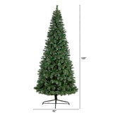 10’ Wisconsin Slim Snow Tip Pine Artificial Christmas Tree with 1652 Bendable Branches from Nearly Natural
