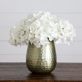 11” Artificial Hydrangea Arrangement in Gold Metal Vase from Nearly Natural