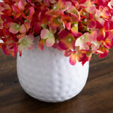 11” Artificial Hydrangea Arrangement in White Metal Vase from Nearly Natural