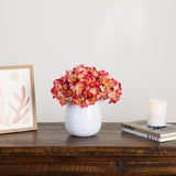 11” Artificial Hydrangea Arrangement in White Metal Vase from Nearly Natural