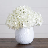 11” Artificial Hydrangea Arrangement in White Metal Vase from Nearly Natural
