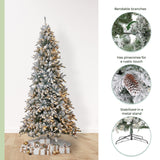 11’ Flocked Livingston Fir Artificial Christmas Tree with Pine Cones, 950 Clear Warm LED Lights and 3016 Bendable Branches from Nearly Natural
