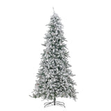 11’ Flocked Livingston Fir Artificial Christmas Tree with Pine Cones, 950 Clear Warm LED Lights and 3016 Bendable Branches from Nearly Natural