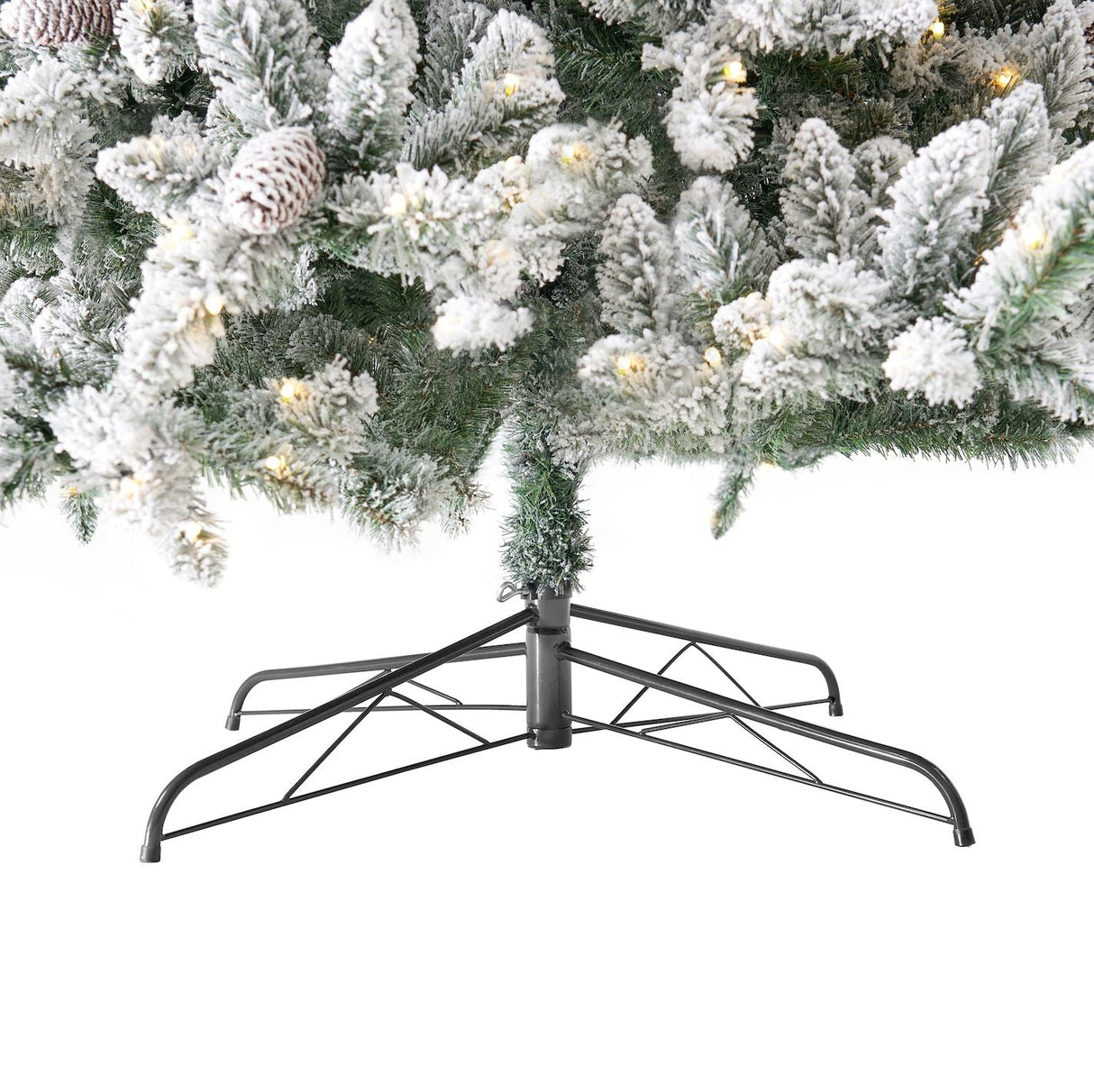 11’ Flocked Livingston Fir Artificial Christmas Tree with Pine Cones, 950 Clear Warm LED Lights and 3016 Bendable Branches from Nearly Natural