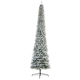 11’ Flocked Pencil Artificial Christmas Tree with 850 Clear Lights and 1435 Bendable Branches from Nearly Natural