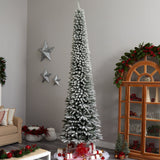 11’ Flocked Pencil Artificial Christmas Tree with 850 Clear Lights and 1435 Bendable Branches from Nearly Natural