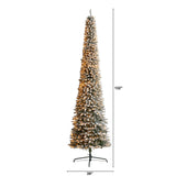 11’ Flocked Pencil Artificial Christmas Tree with 850 Clear Lights and 1435 Bendable Branches from Nearly Natural
