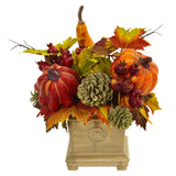 11" Pumpkin, Gourd, Berry and Maple Leaf Artificial Arrangement" from Nearly Natural