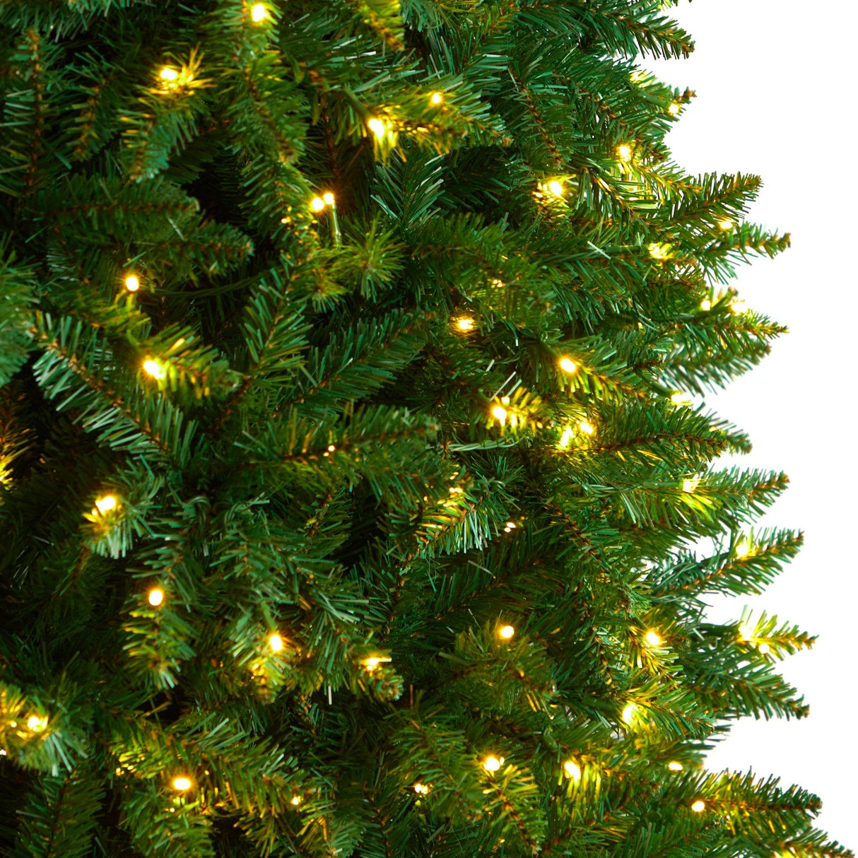 11’ Slim Green Mountain Pine Christmas Tree with 950 Clear LED Lights and 2836 Bendable Branches from Nearly Natural