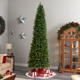 11’ Slim Green Mountain Pine Christmas Tree with 950 Clear LED Lights and 2836 Bendable Branches from Nearly Natural