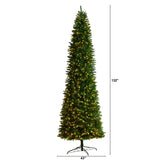 11’ Slim Green Mountain Pine Christmas Tree with 950 Clear LED Lights and 2836 Bendable Branches from Nearly Natural