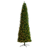 11’ Slim Green Mountain Pine Christmas Tree with 950 Clear LED Lights and 2836 Bendable Branches from Nearly Natural