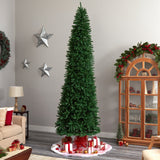 11’ Slim Green Mountain Pine Christmas Tree with 950 Clear LED Lights and 2836 Bendable Branches from Nearly Natural