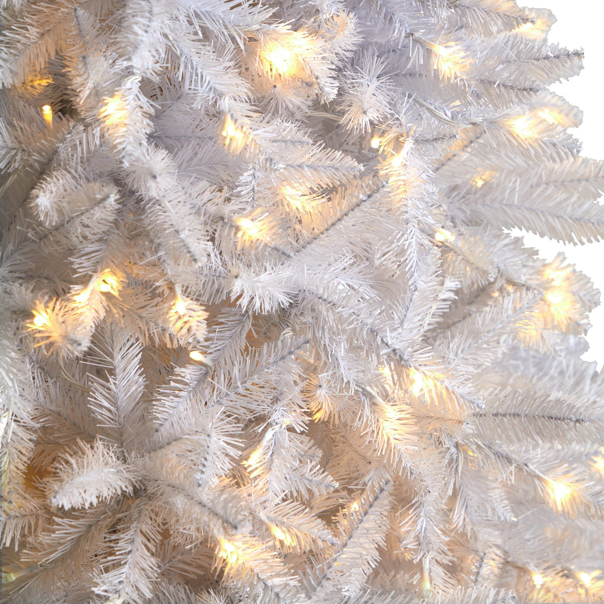 11’ Slim White Artificial Christmas Tree with 950 Warm White LED Lights and 2836 Bendable Branches from Nearly Natural