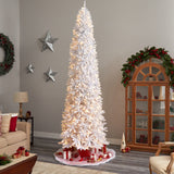 11’ Slim White Artificial Christmas Tree with 950 Warm White LED Lights and 2836 Bendable Branches from Nearly Natural