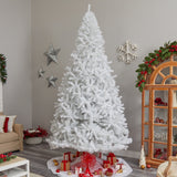 11' White Artificial Christmas Tree with 2720 Bendable Branches and 1000 LED Lights from Nearly Natural