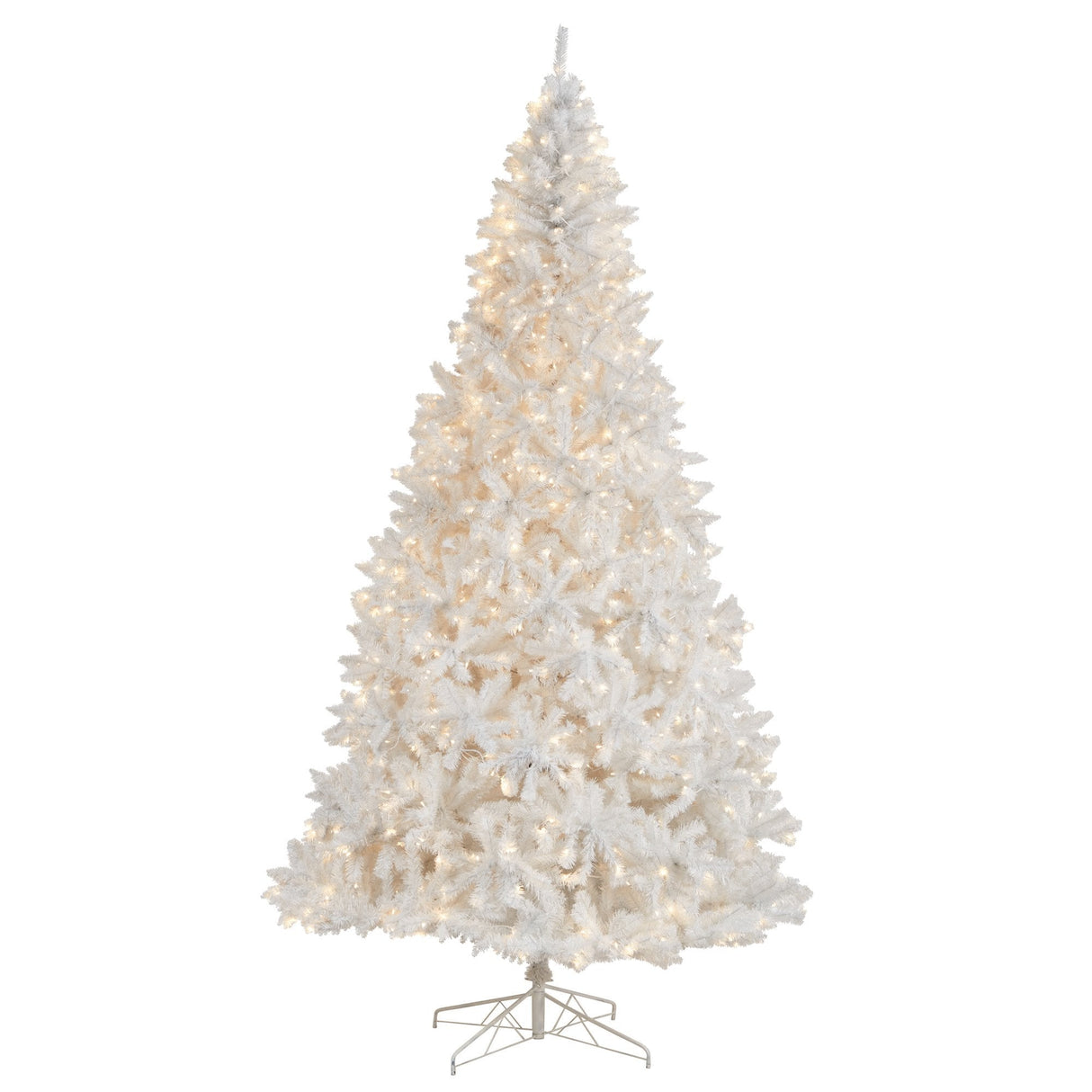 11' White Artificial Christmas Tree with 2720 Bendable Branches and 1000 LED Lights from Nearly Natural
