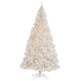 11' White Artificial Christmas Tree with 2720 Bendable Branches and 1000 LED Lights from Nearly Natural