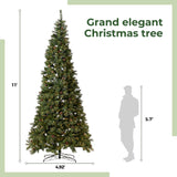 11’ White Mountain Pine Artificial Christmas Tree with 1050 Clear LED Lights, Pine Cones and 2395 Bendable Branches from Nearly Natural