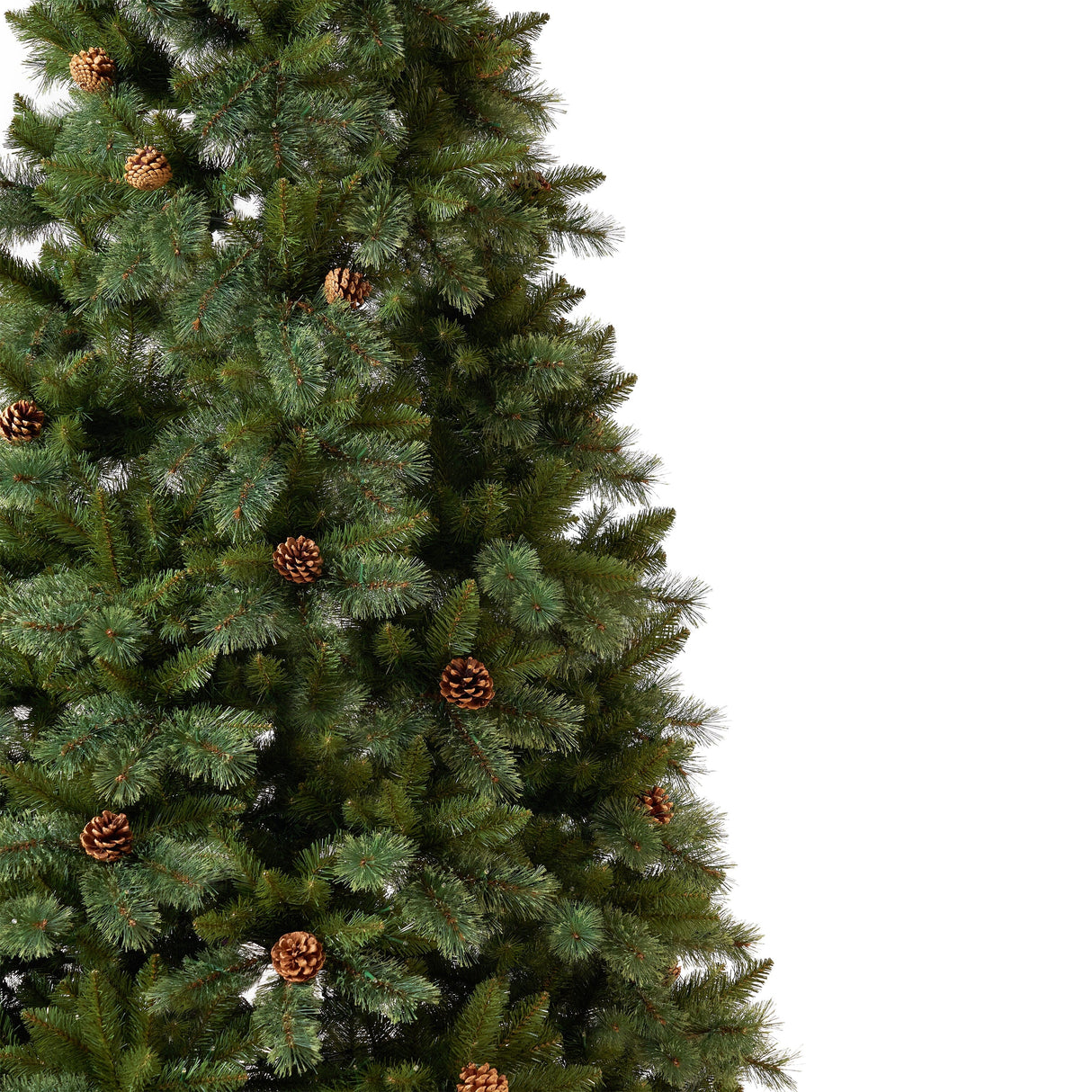 11’ White Mountain Pine Artificial Christmas Tree with 1050 Clear LED Lights, Pine Cones and 2395 Bendable Branches from Nearly Natural
