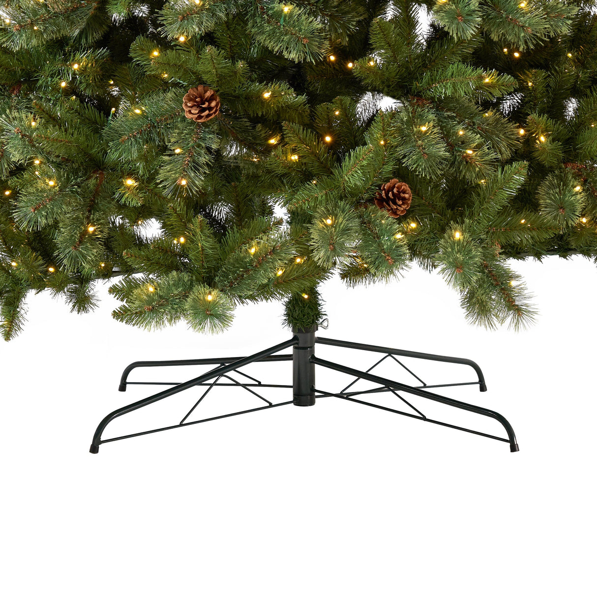 11’ White Mountain Pine Artificial Christmas Tree with 1050 Clear LED Lights, Pine Cones and 2395 Bendable Branches from Nearly Natural