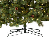 11’ White Mountain Pine Artificial Christmas Tree with 1050 Clear LED Lights, Pine Cones and 2395 Bendable Branches from Nearly Natural