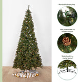 11’ White Mountain Pine Artificial Christmas Tree with 1050 Clear LED Lights, Pine Cones and 2395 Bendable Branches from Nearly Natural