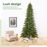 12’ Belgium Fir “Natural Look” Artificial Christmas Tree with 1500 Clear LED Lights and 4962 Bendable Branches from Nearly Natural