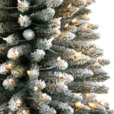 12’ Flocked Pencil Artificial Christmas Tree with 1000 Clear Lights and 1819 Bendable Branches from Nearly Natural