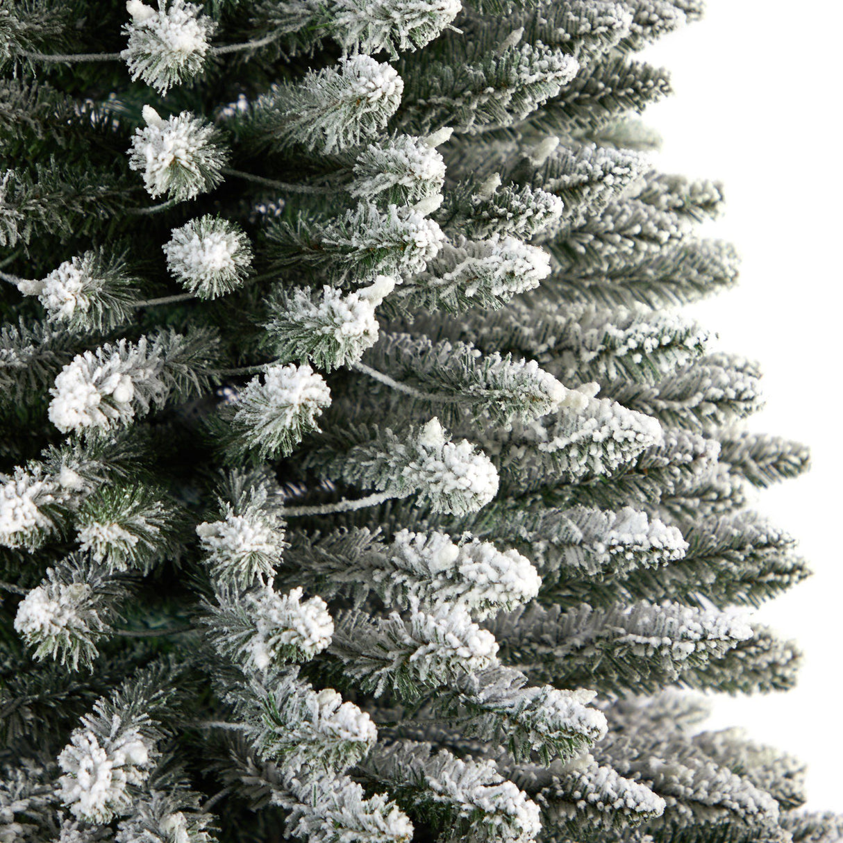 12’ Flocked Pencil Artificial Christmas Tree with 1000 Clear Lights and 1819 Bendable Branches from Nearly Natural