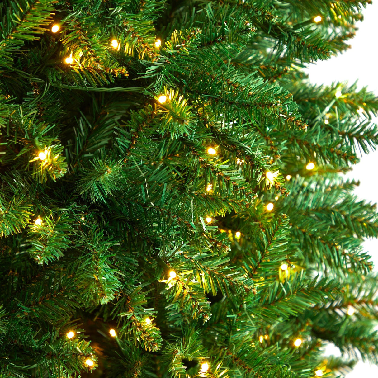 12’ Slim Green Mountain Pine Artificial Christmas Tree with 1100 Clear LED Lights and 3235 Tips from Nearly Natural
