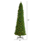 12’ Slim Green Mountain Pine Artificial Christmas Tree with 1100 Clear LED Lights and 3235 Tips from Nearly Natural